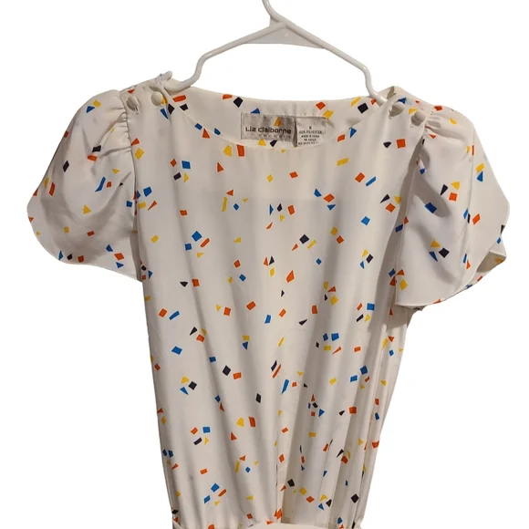 Vintage Liz Claiborne Confetti Petal Sleeve Dress - Picture 3 of 10